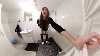 Trap Riding Dildo in Hotel Bathroom and Fires Cum on the Floor - 10 image