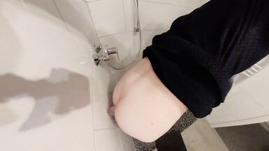 Trap Riding Dildo in Hotel Bathroom and Fires Cum on the Floor - 11 image