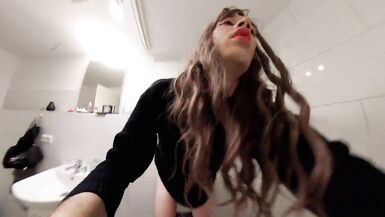 Trap Riding Dildo in Hotel Bathroom and Fires Cum on the Floor - 13 image