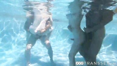 Blonde tgirl Aubrey Kate outdoor hard fucked in naughty orgy - 2 image