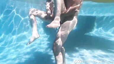 Blonde tgirl Aubrey Kate outdoor hard fucked in naughty orgy