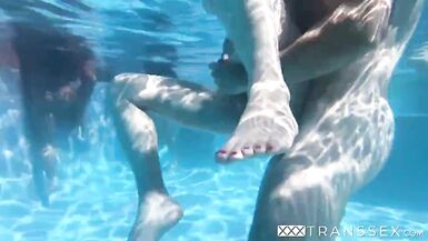 Blonde tgirl Aubrey Kate outdoor hard fucked in naughty orgy - 5 image