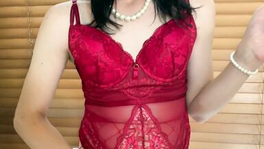 Big Cock Crossdresser Smokes as she Strokes - 9 image