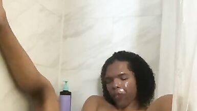 Sydney in a Hot Shower Playing with her Dick - 11 image