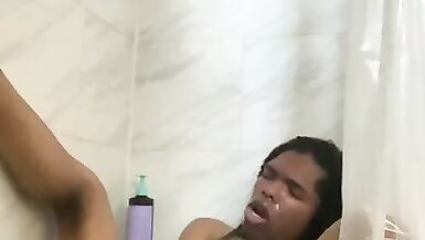 Sydney in a Hot Shower Playing with her Dick