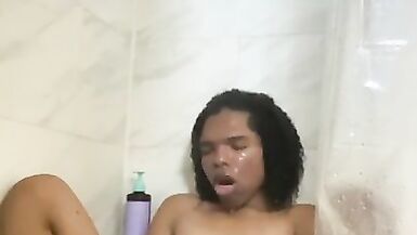 Sydney in a Hot Shower Playing with her Dick - 6 image