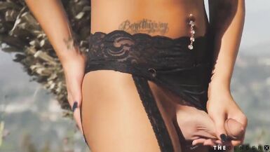 Transsexual stripping outdoor and gets nailed with BBC - 2 image