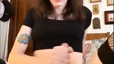 Beautiful Tranny Plays With Her Monster Cock - 5 image