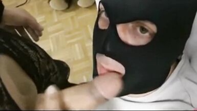 Masked Faggot Suck, getting Fucked and get the Cum on Mouth