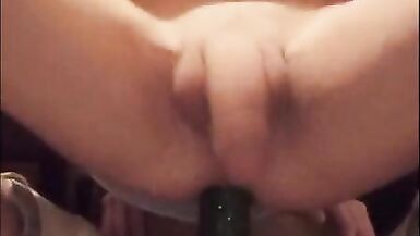  trans Rides a Dildo and Fucks to Orgasm