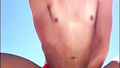 Trans having Fun at the Lake and Busting a Load on a Trail. Gets Naked. - 6 image