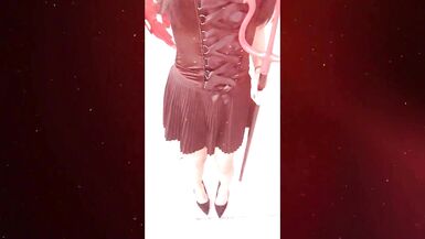 Happy Halloween. Devil Trans Teases and JO till she Cums near a Trail. - 1 image