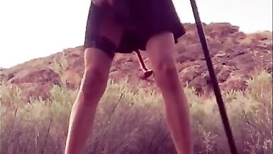 Happy Halloween. Devil Trans Teases and JO till she Cums near a Trail. - 12 image