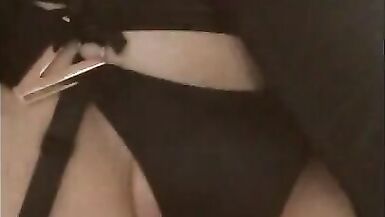 Happy Halloween. Devil Trans Teases and JO till she Cums near a Trail. - 3 image