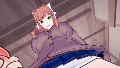 DDLC - Futa Monika Super Fuck with Swap | Male Taker POV - 1 image