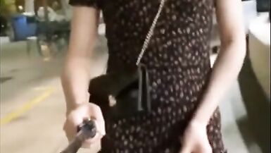 Super crazy asian shemale flashing her cock on the streets - 10 image