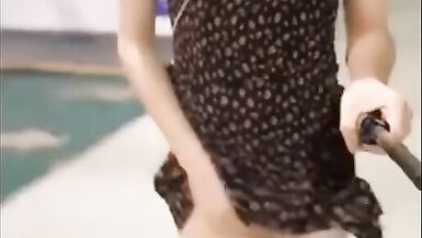 Super crazy asian shemale flashing her cock on the streets - 13 image