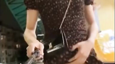 Super crazy asian shemale flashing her cock on the streets - 9 image