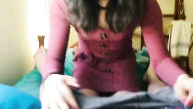 Nerd T-girl is a good cocksucker with her school friend - 1 image