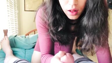 Nerd T-girl is a good cocksucker with her school friend