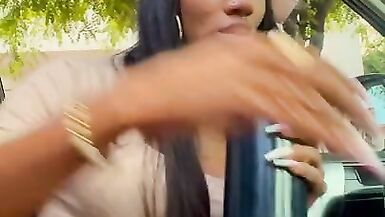 Laura masturbates her big cock in public and sprays hot milk - 2 image