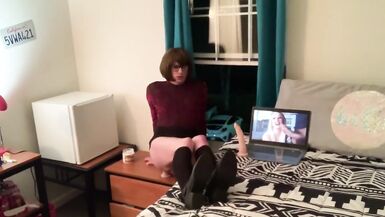 SHORT TIGHT SKIRT SISSY DILDO ASS TO MOUTH FOR DADDY - 10 image