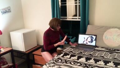 SHORT TIGHT SKIRT SISSY DILDO ASS TO MOUTH FOR DADDY - 8 image