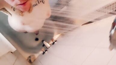 Trans Man Plays with his Erect Nipples Edging in Shower - 10 image