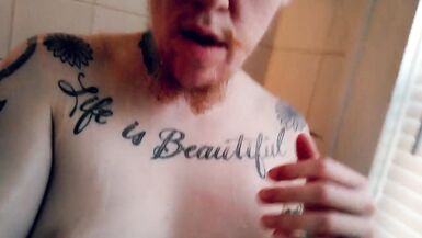 Trans Man Plays with his Erect Nipples Edging in Shower - 13 image