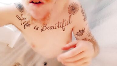 Trans Man Plays with his Erect Nipples Edging in Shower - 7 image