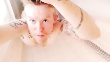 Trans Man Plays with his Erect Nipples Edging in Shower - 9 image