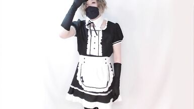 Femboy Maid Rides on Dildo and Cums then Shoots again with Hand Job! - 1 image