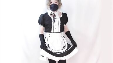 Femboy Maid Rides on Dildo and Cums then Shoots again with Hand Job! - 2 image