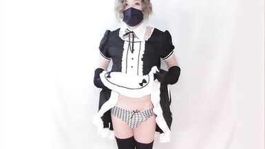 Femboy Maid Rides on Dildo and Cums then Shoots again with Hand Job! - 3 image