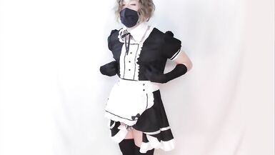 Femboy Maid Rides on Dildo and Cums then Shoots again with Hand Job! - 5 image