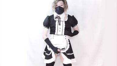 Femboy Maid Rides on Dildo and Cums then Shoots again with Hand Job! - 7 image