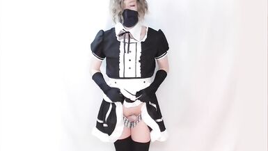 Femboy Maid Rides on Dildo and Cums then Shoots again with Hand Job! - 8 image