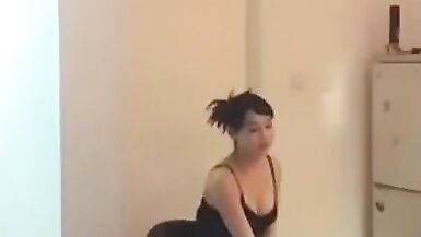 Asian Ladyboy dominatrix and a small cock slave make him cum - 1 image