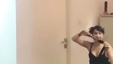 Asian Ladyboy dominatrix and a small cock slave make him cum - 5 image