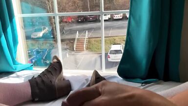 Pathetic Sissy Cumshot Window Masturbation Public Dildo AssFuck - 4 image