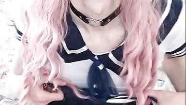 Amazing Sissy Masturbates and Cums on Webcam - 1 image