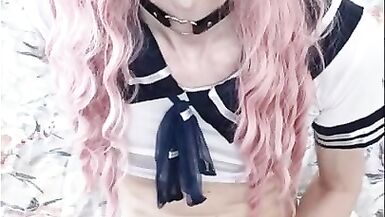 Amazing Sissy Masturbates and Cums on Webcam - 10 image