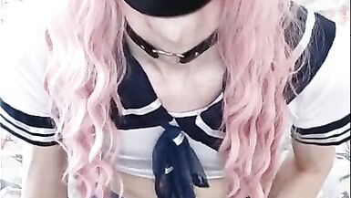 Amazing Sissy Masturbates and Cums on Webcam - 3 image