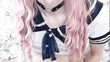 Amazing Sissy Masturbates and Cums on Webcam - 9 image