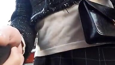 crossdresser is pissing and jerkoff in public - 2 image