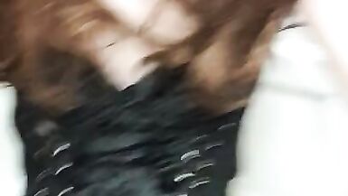 Sissy Crossdresser in Corset Piss Play in Bathroom - 6 image