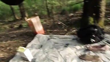 Bareback fuck outdoors, cream pied with metal ball inside - 6 image