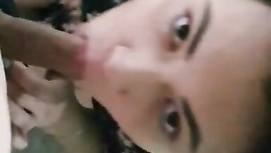 Inexperienced shemale sucks dick outdoors - 2 image