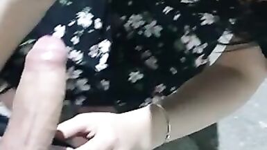 Inexperienced shemale sucks dick outdoors - 9 image