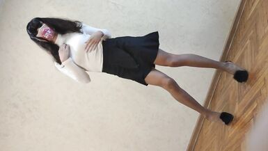 Asian Sexy Ladyboy Sissy Secretary in Office Suit Dancing and Waiting for Job - 1 image